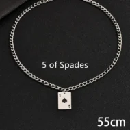 Creative Stainless Steel Poker Black Peach A Necklace For Men - Image 14