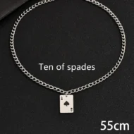 Creative Stainless Steel Poker Black Peach A Necklace For Men - Image 9