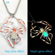 Halloween Creative Stereo Luminous Spider Necklace Jewerly Glowing Night Fluorescence Antique Vintage Glow In The Dark For Men Women Gift Party Halloween Day Club - Image 4
